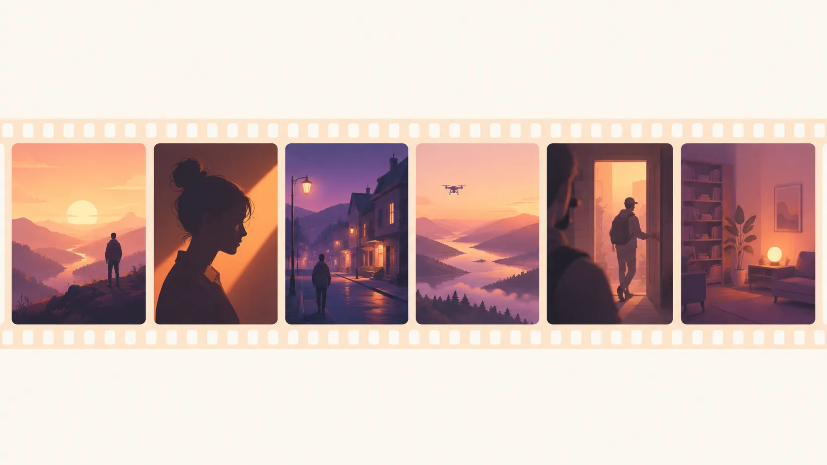 Six cinematic looks generated from style-reference prompts