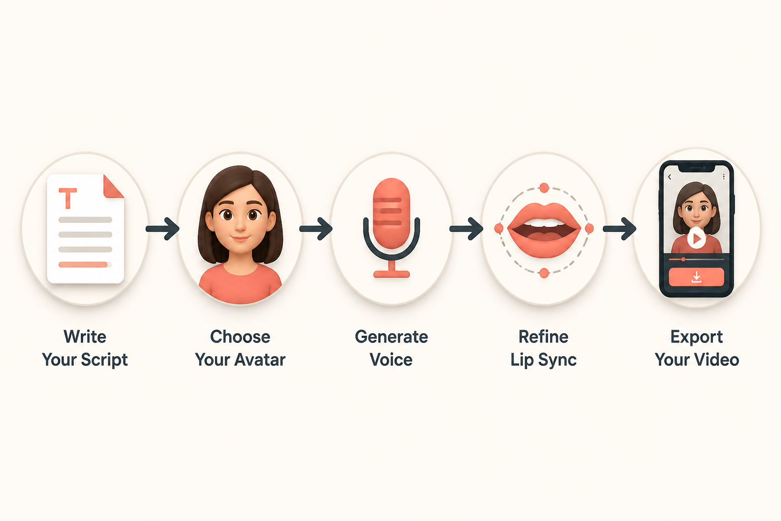Lumigen script-to-video workflow: script, avatar, voice, lip-sync, export