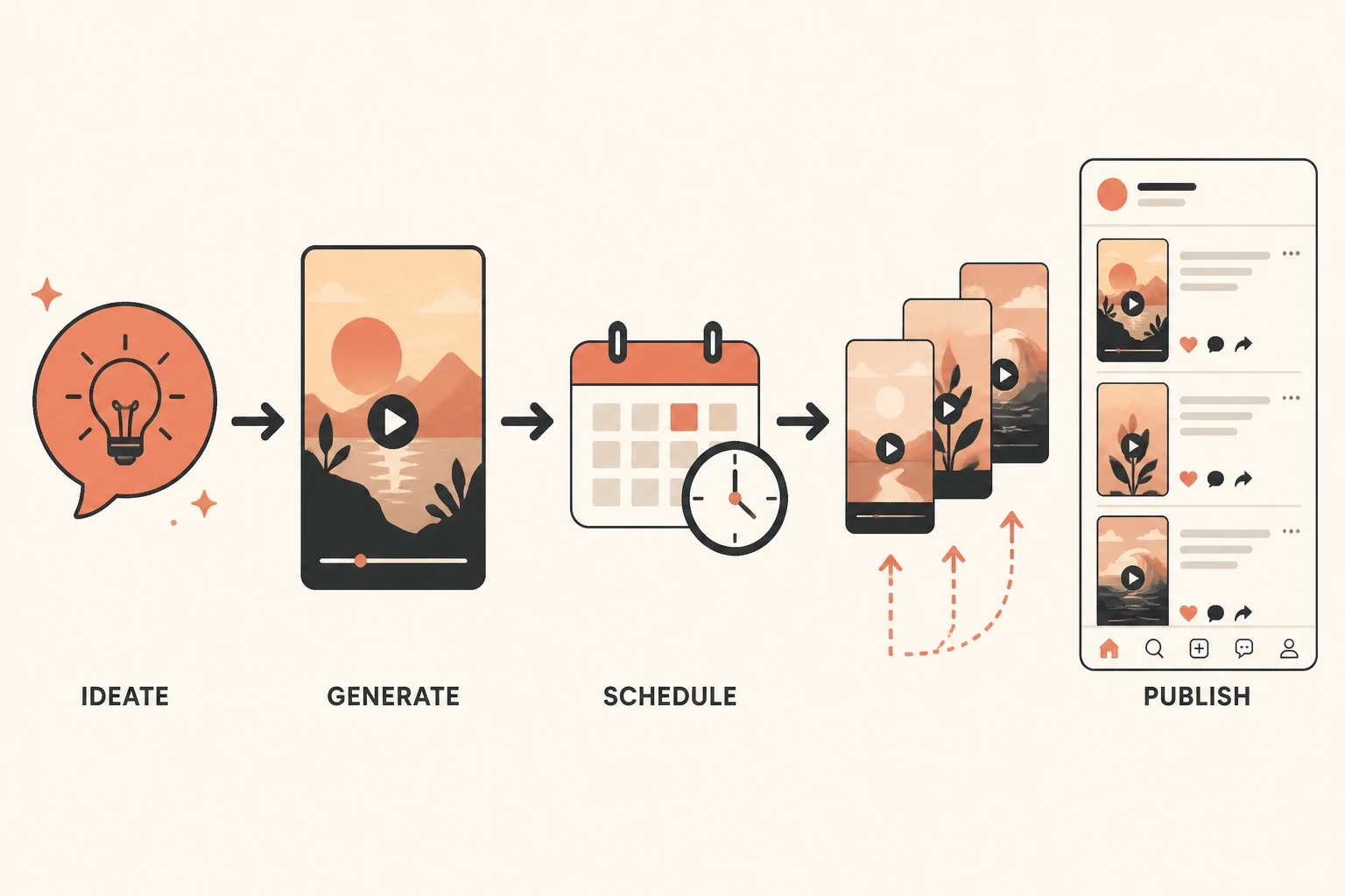 Faceless auto-posting workflow: generate, schedule, publish to Reels