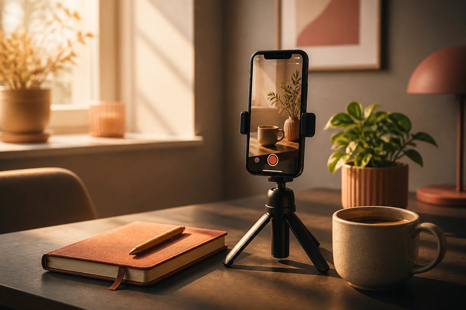 Creator workspace with a phone showing a vertical Reel in progress