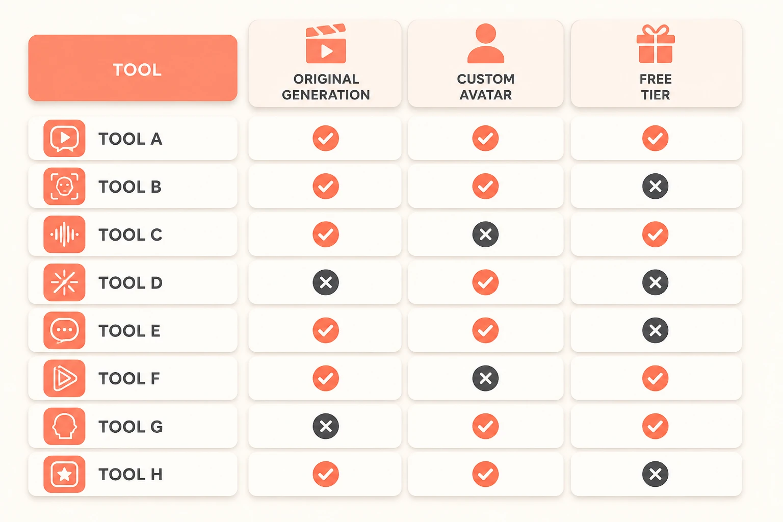 comparison of eight talking head tools by best-use category