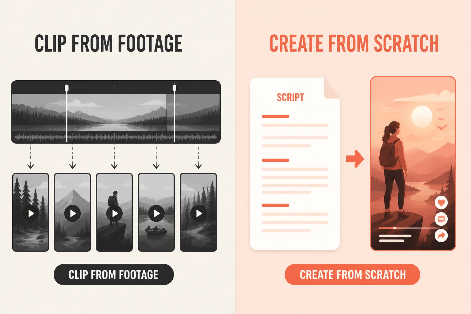 clip from footage versus create from scratch
