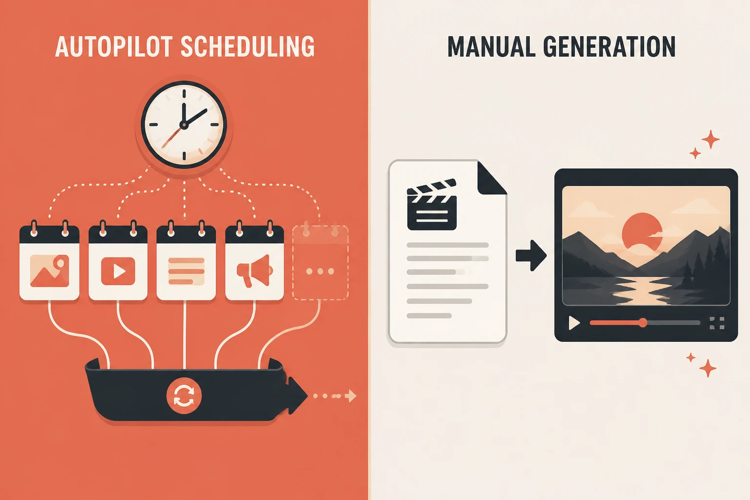 Split-frame of autopilot scheduling versus manual generation