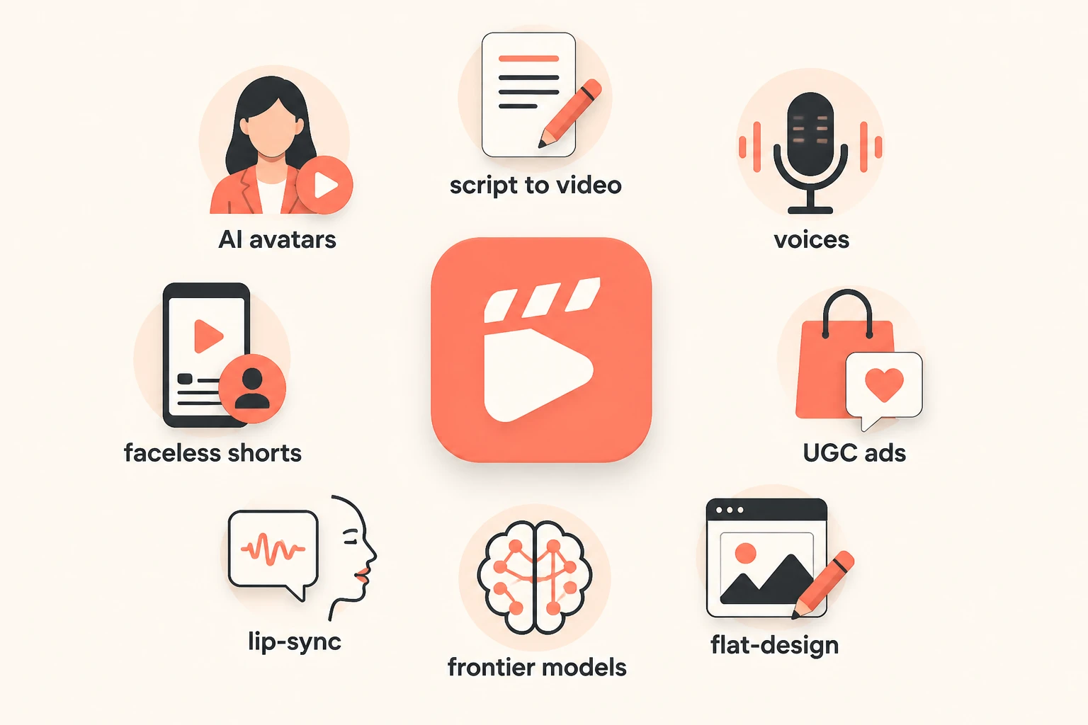Lumigen short-form capability matrix with avatar, voice, and model icons