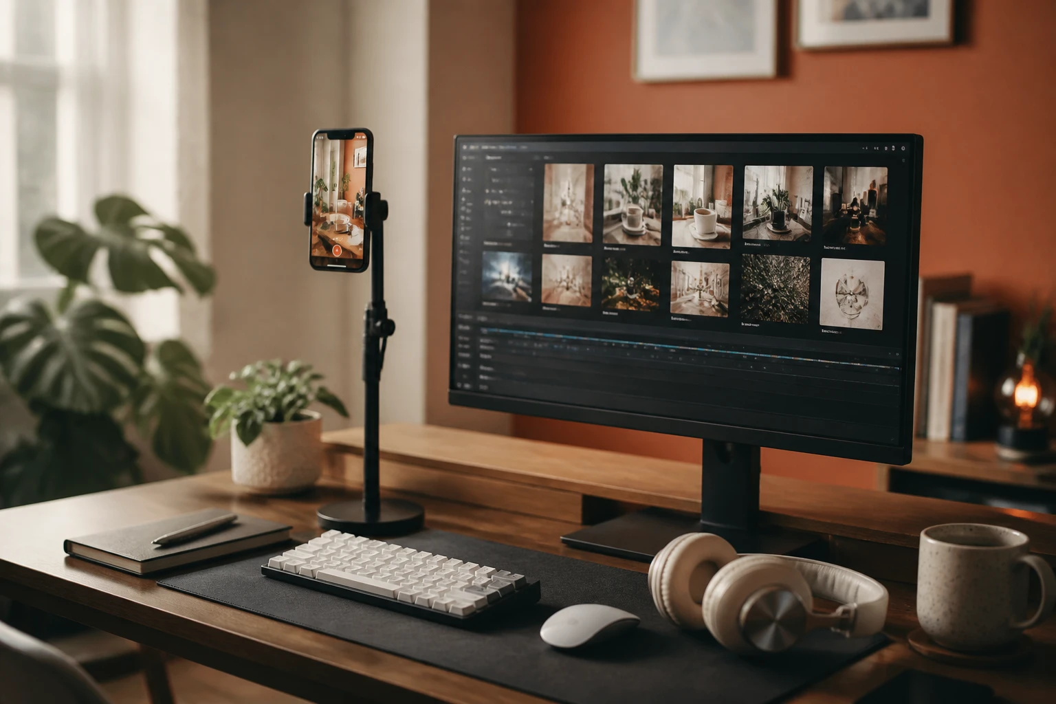 creator workspace with short-form videos on screen