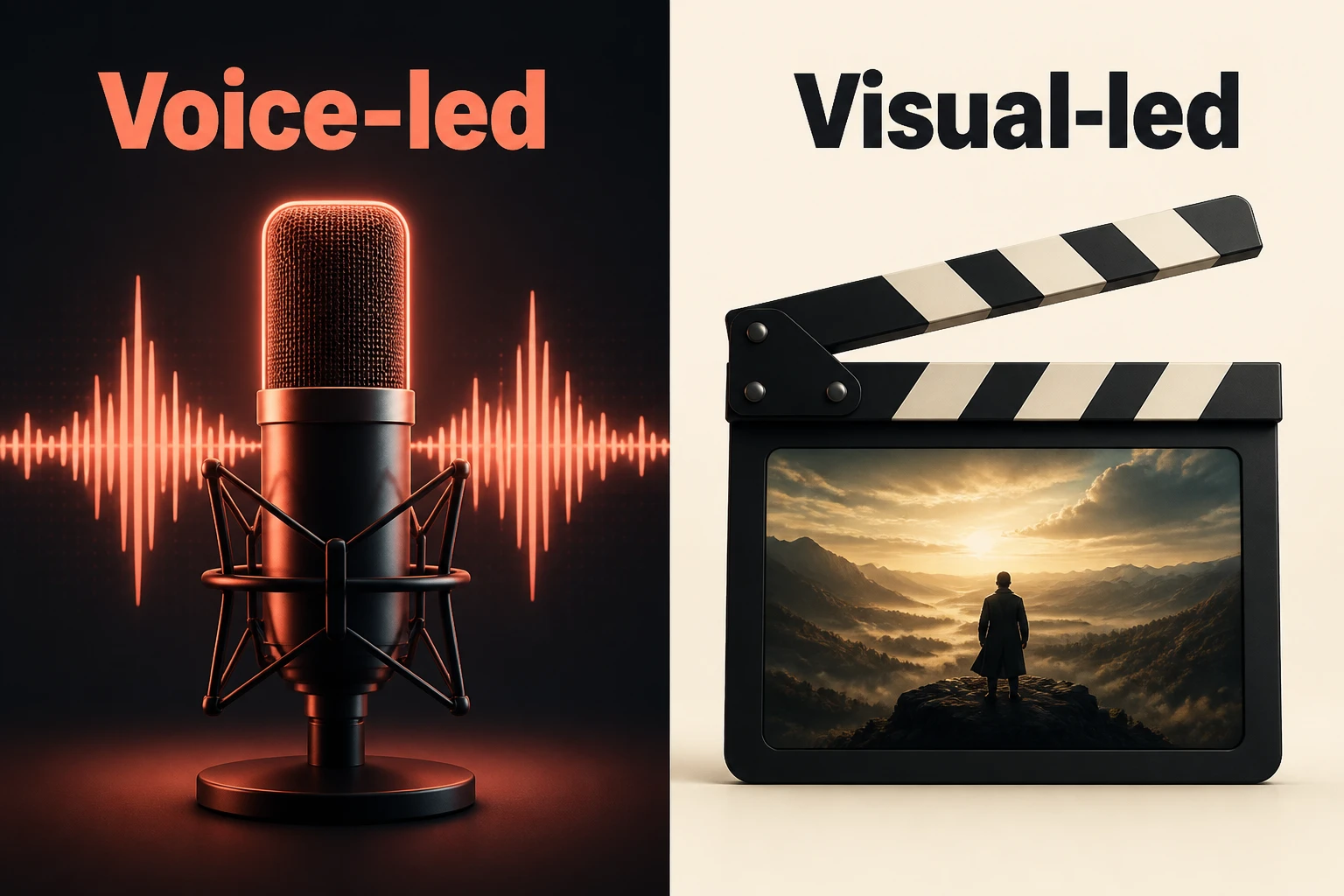 Voice-led versus visual-led video creation, side by side