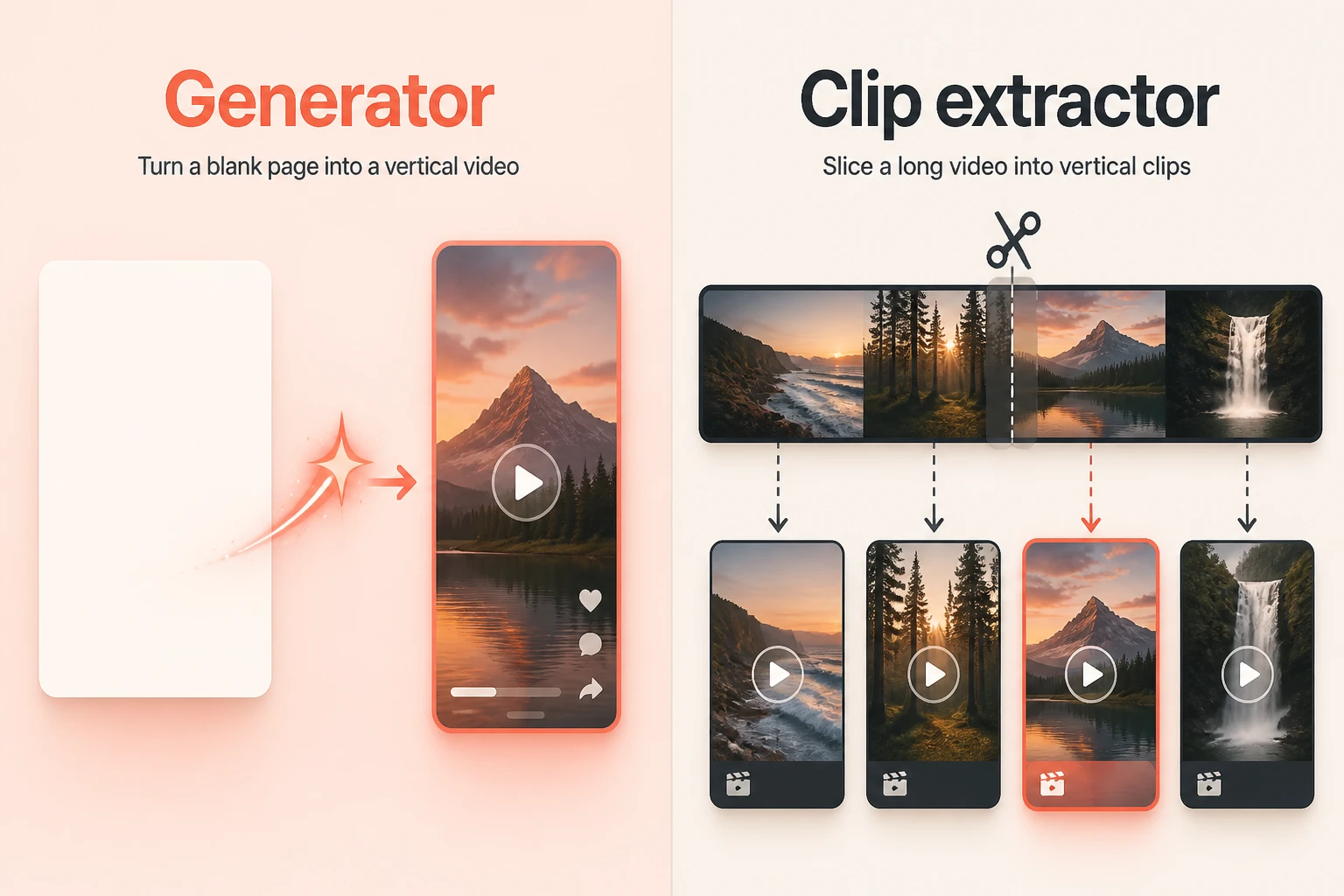 Faceless generator versus clip extractor, shown side by side