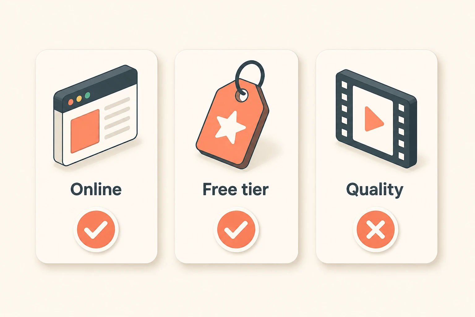 three tool selection filters with check and cross marks