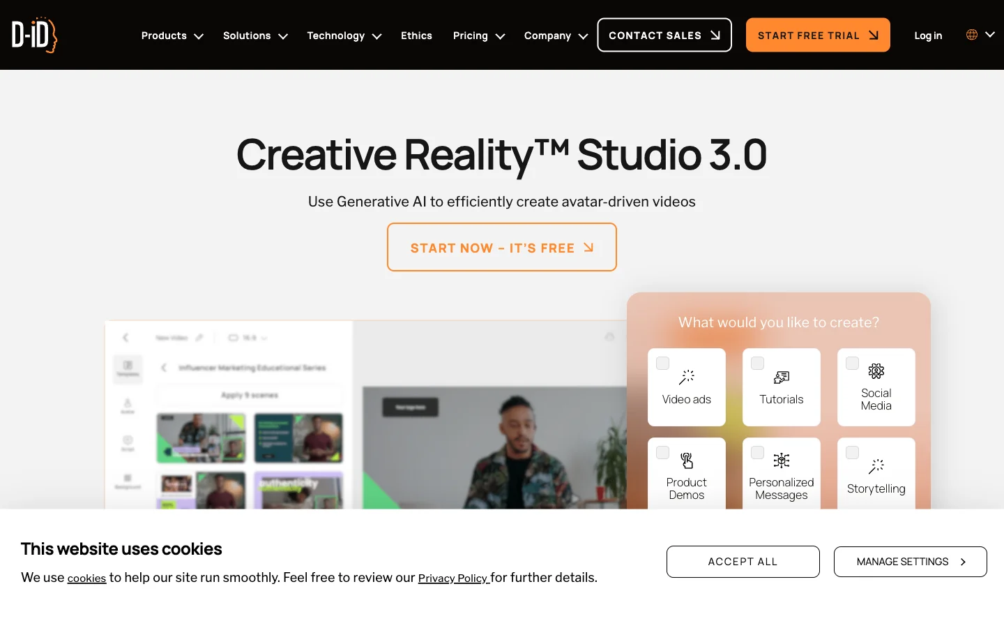 D-ID Creative Reality Studio with photo upload and avatar animation