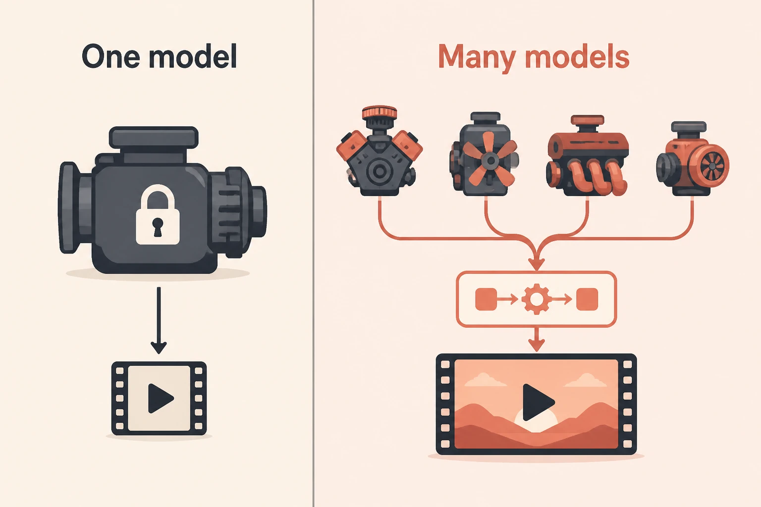 Split-frame: one locked model versus many frontier models in one workflow