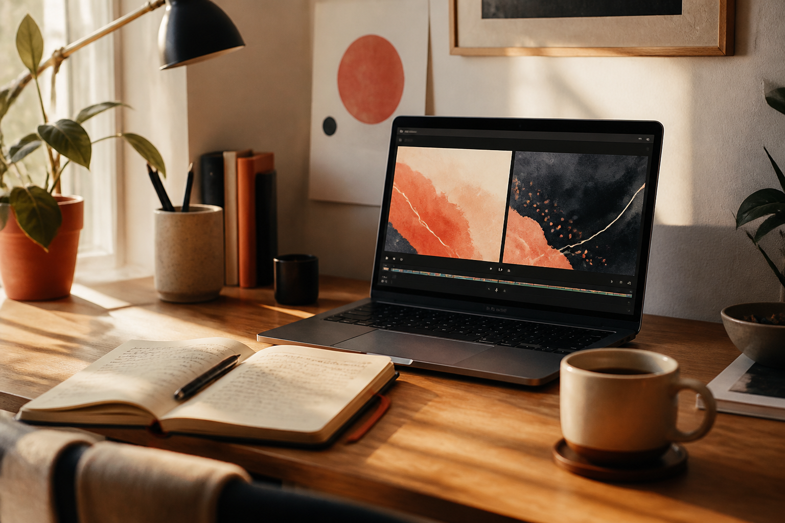 Editorial workspace representing the choice between two AI video tools.