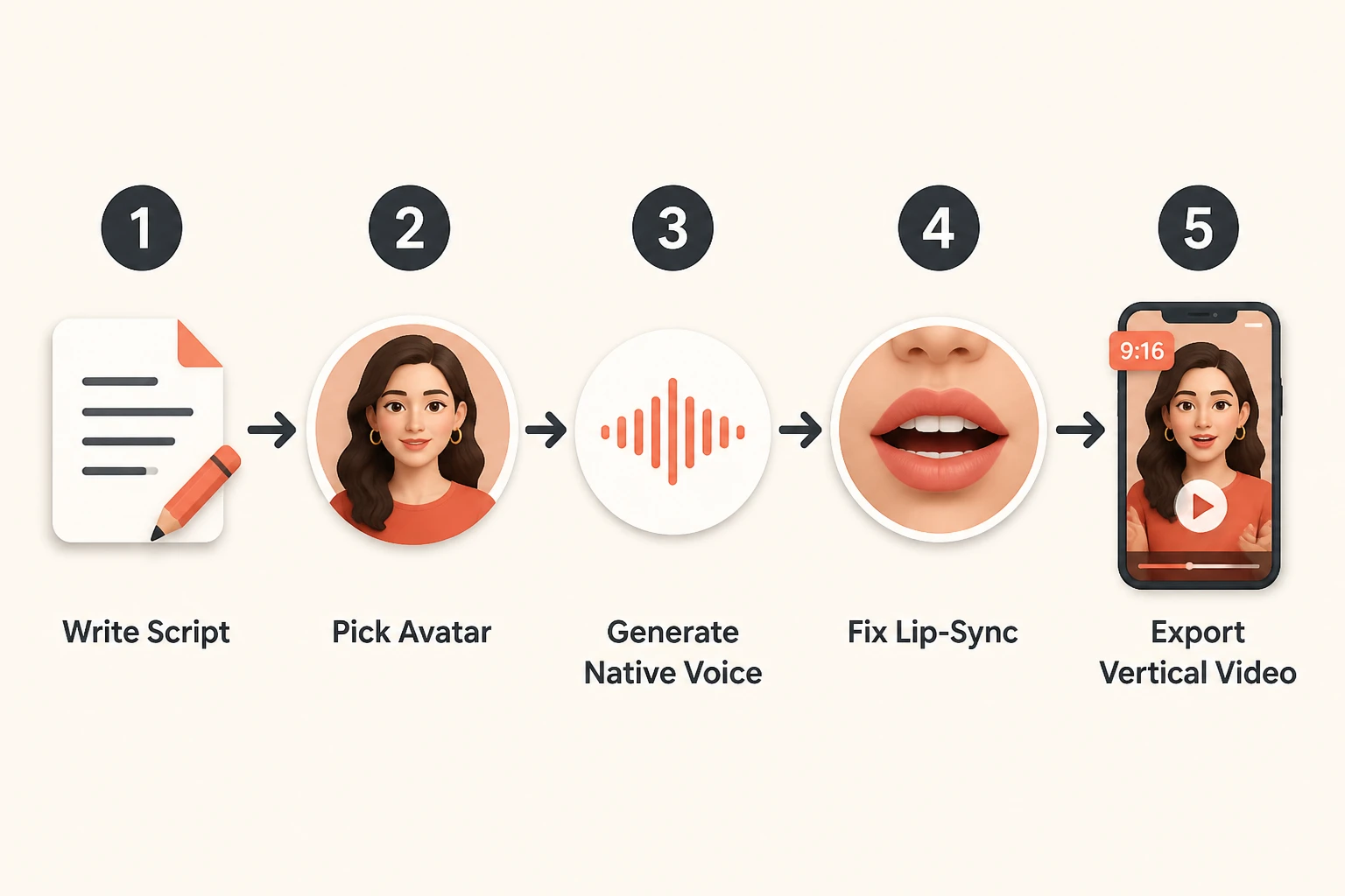 Five-step localized UGC ad workflow from script to vertical export