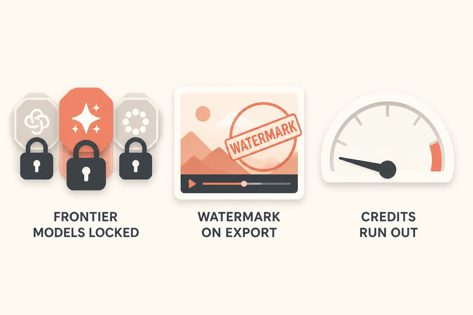 infographic showing how free tiers gate frontier models and stamp watermarks