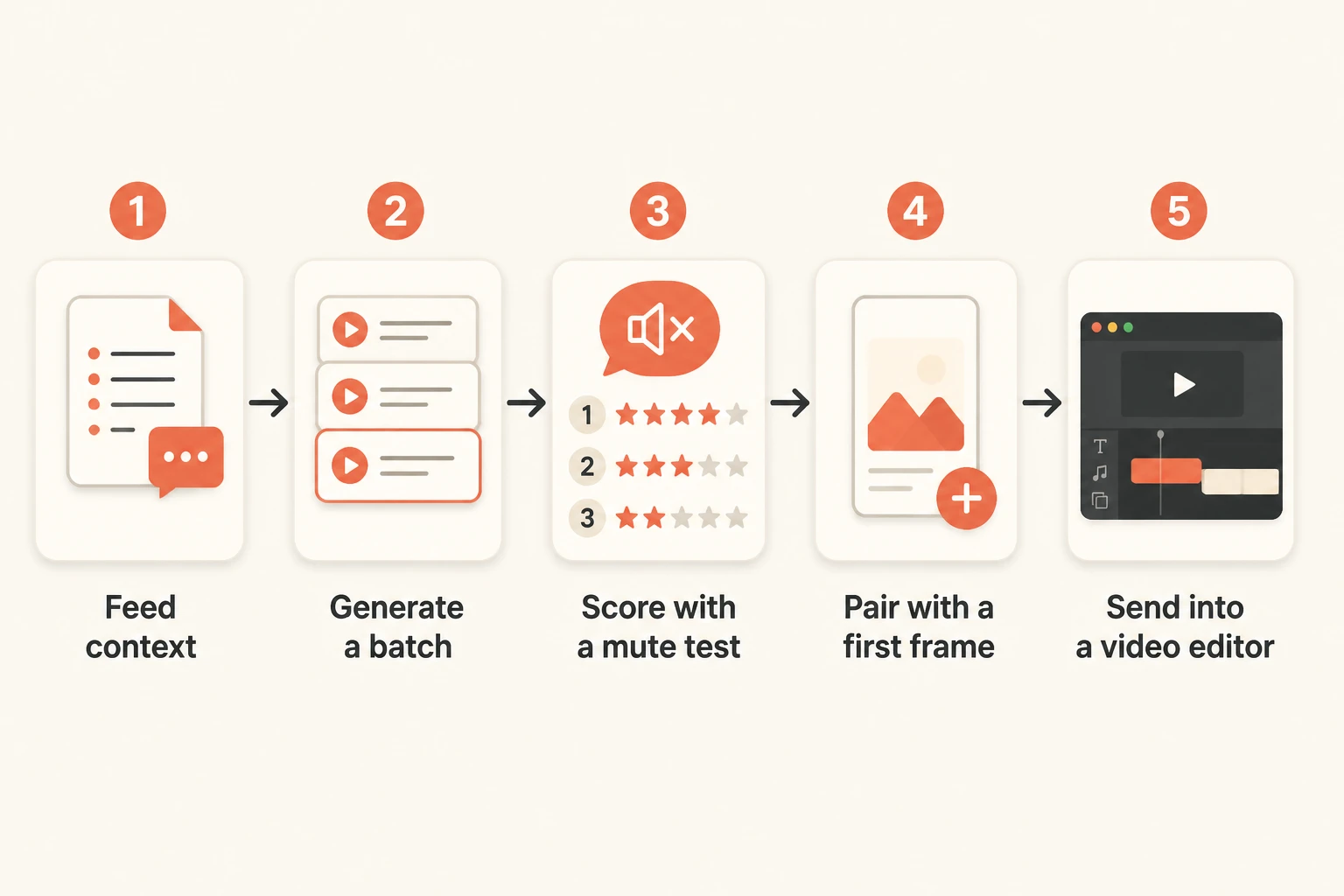five-step workflow for generating and testing TikTok hooks